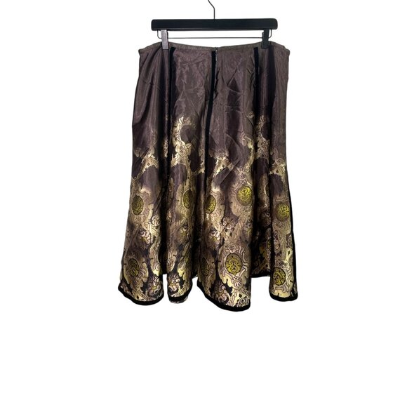 Apostrophe Brown & Gold Floral Print Skirt Size 18 - Picture 3 of 7